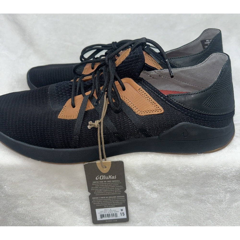 OLUKAI‎ Mio Li Men's Athletic Lace Up 2 in 1 Slide and Shoe Lava Rock- Size 15